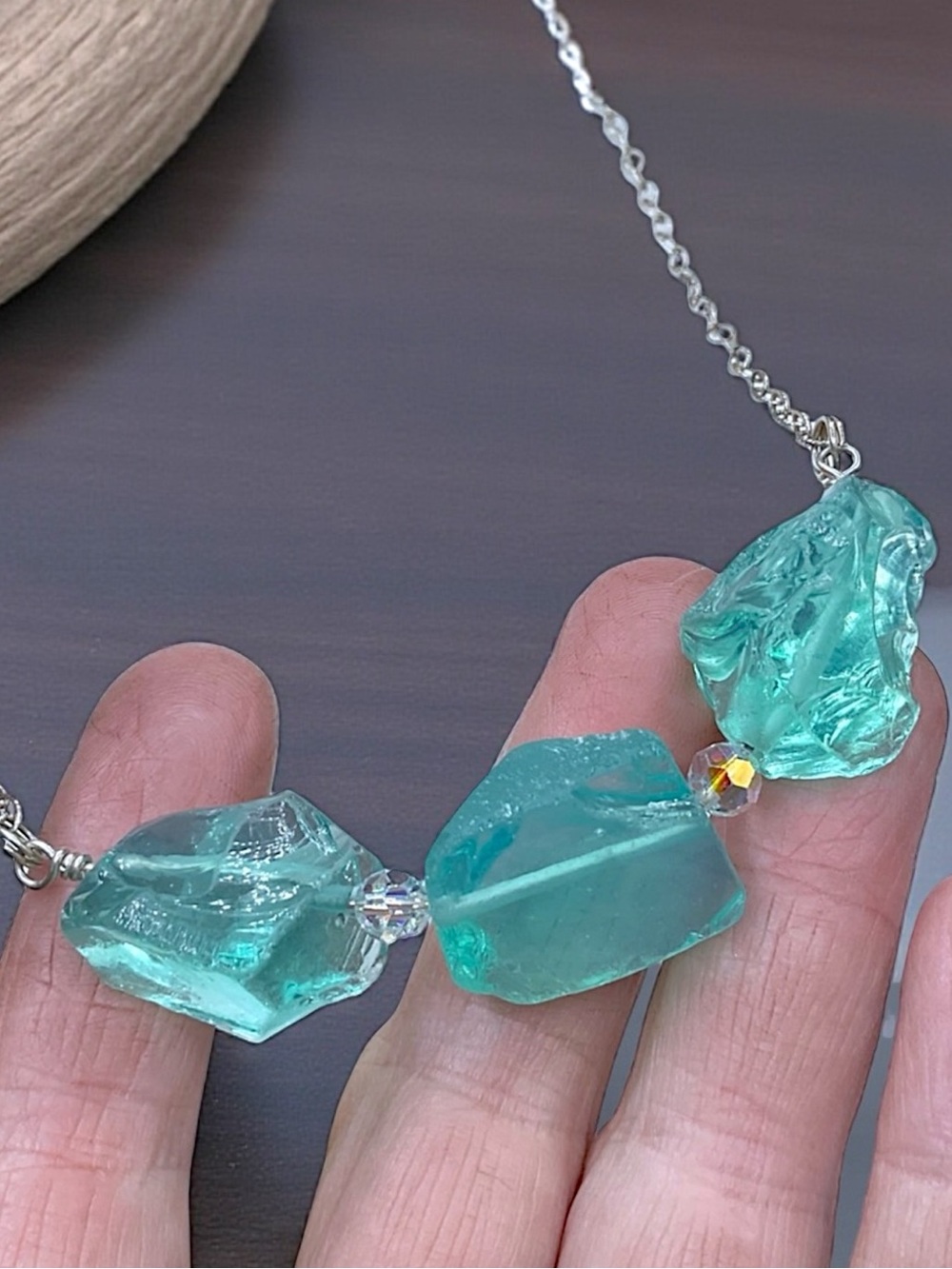 🌺Artisan Sterling & Glass Necklace